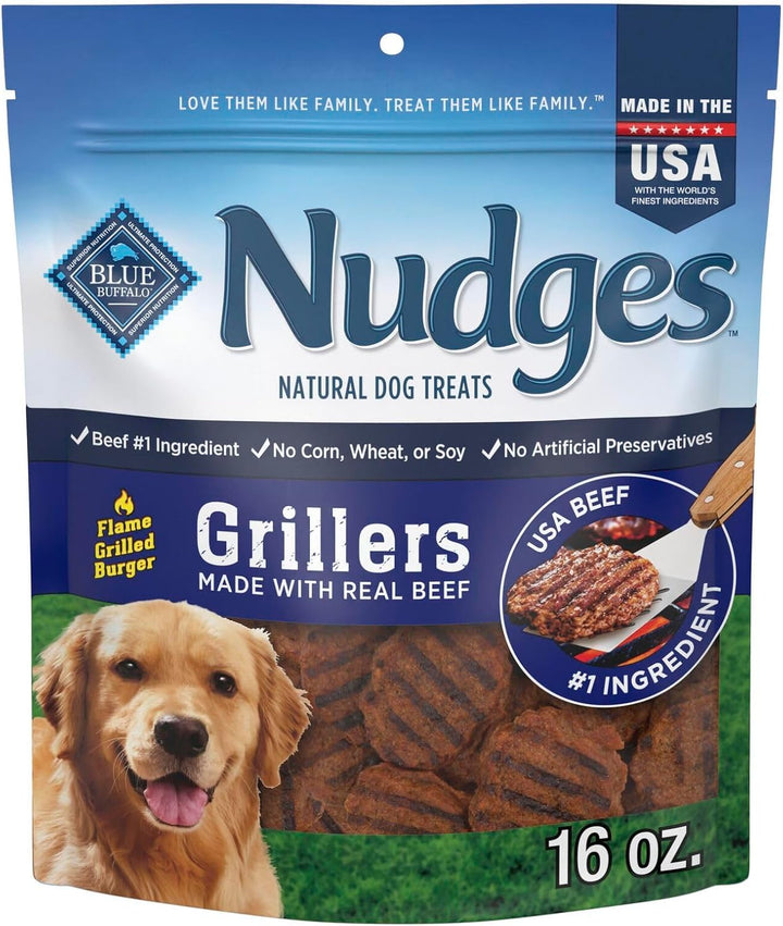 Nudges Grillers Natural Dog Treats, Made in the USA with Real Steak, 16-Oz Bag
