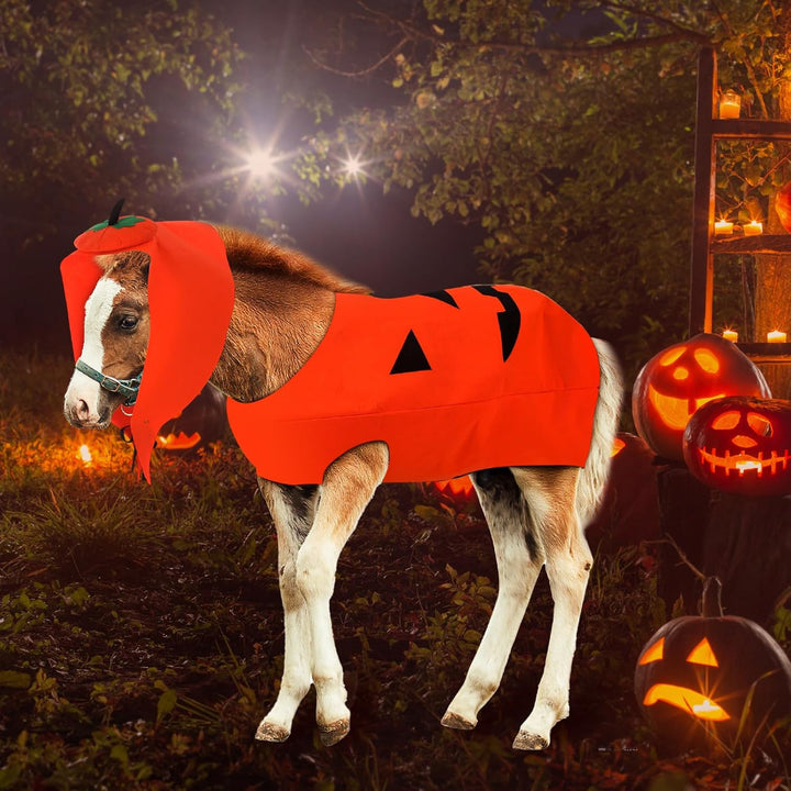Halloween Horse Costume Gown Cosplay Supply for Holiday Horse Costume Accessories Trick or Treat(Pumpkin)