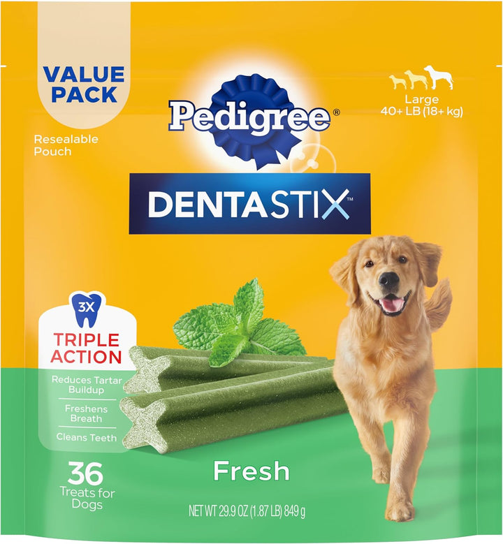 Dentastix Large Breed Dog Treats, Original, Beef & Fresh Flavor, 2.73 Lb. Variety Pack (51 Treats)