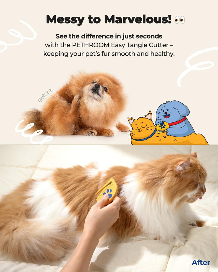 ] Matt Splitter for Dogs & Cats | Professional Dematting Tool with Steel Blade | Easily Removes Knots, Mats & Tangles | Safe & Gentle Pet Grooming Comb for Long & Medium Coats