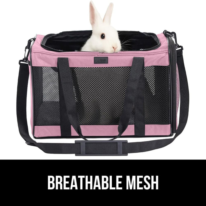 Cat Carrier Travel Bag up to 15 Lbs, Soft Collapsible Small Dog Carriers, Top and Side Entry Breathable Mesh, Grip Feet on Underside, Cozy Washable Waterproof Pad, Portable Kennel, Pink
