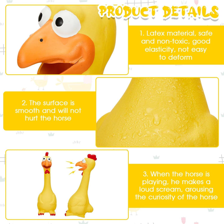 1 Pcs Horse Toys Latex Squeaky Squeeze Chicken Squeak Turkey Balls for Play Fake Screaming Chicken Toys for Horses Soccer Ball for Reduce Separation Anxiety Noise Maker (Yellow)
