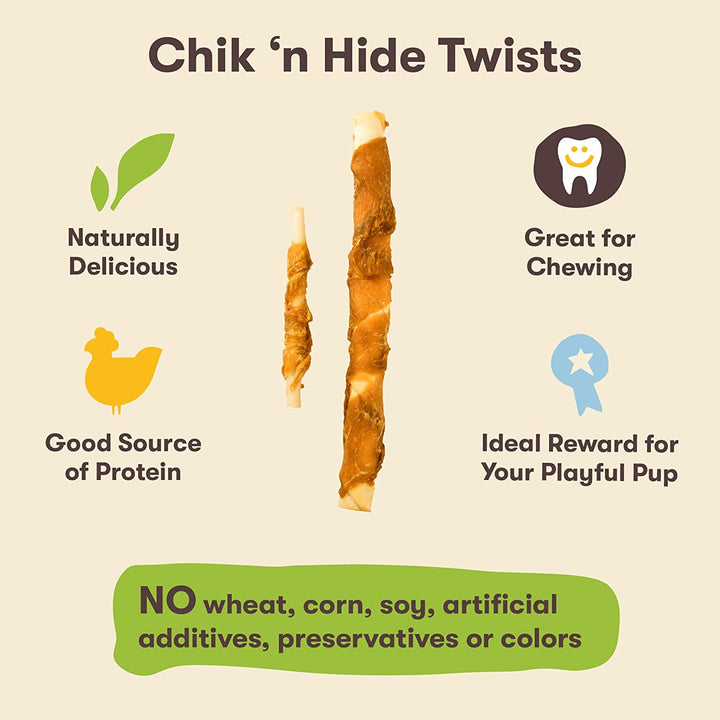 Chik 'N Hide Twists – Chicken Wrapped Rawhide Natural Dog Treats, Small, 16 Oz