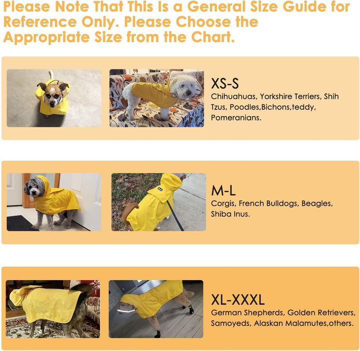 Dog Raincoat, Adjustable Dog Rain Jacket with Clear Hooded Double Layer for Large Medium Small Dogs Puppies, Waterproof Rain Coat Poncho with Reflective Storage Pocket & Rim (Yellow,M)