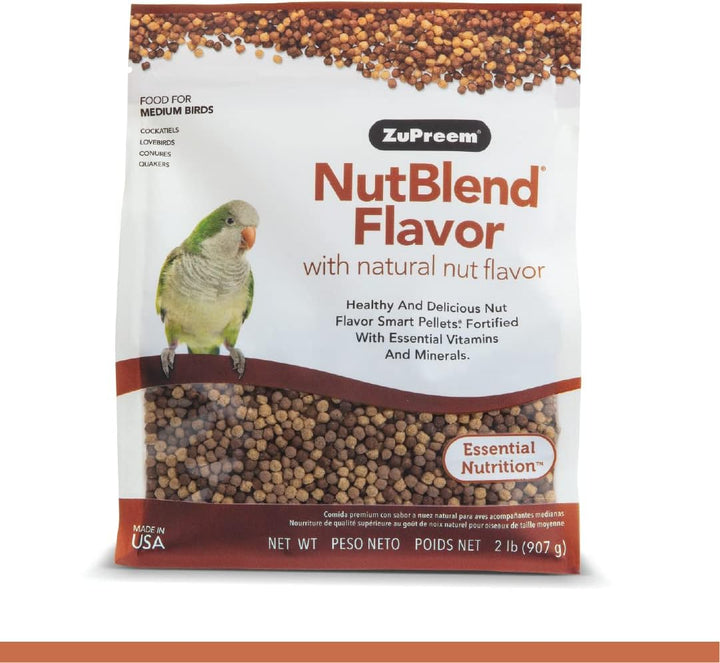 Fruitblend Bird Pellets, Daily Bird Food for Cockatiel, Lovebird, Quaker, Small Conure, Lorikeet, Core Nutrition for Medium Birds, Cockatiel Pellets, Conure Food (M, 2 Lbs)