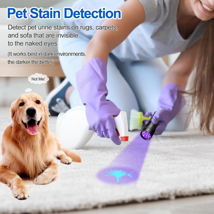 Black Light UV Flashlight, Blacklight 12 LED Urine Detector for Dog/Cat/Pet Urine & Dry Stains and Bed Bug on Carpets/Rugs/Floor,Matching with Pet Odor Eliminator