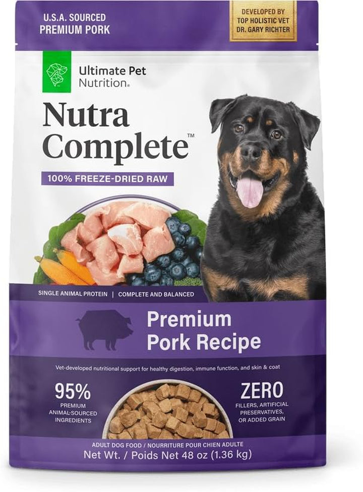 Nutra Complete Freeze Dried Raw Dog Food, Veterinarian Formulated with Antioxidants, Prebiotics & Amino Acids (3 Pound, Beef)