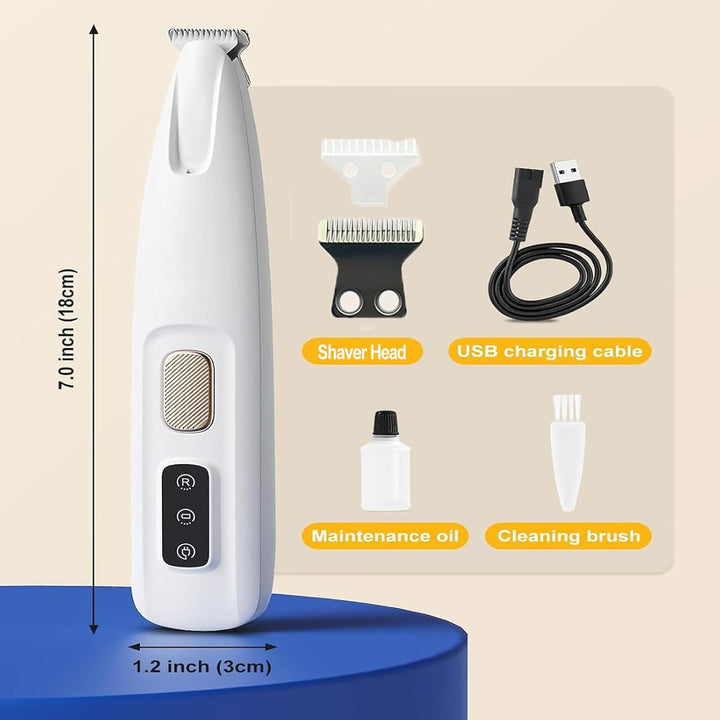 2025 New Belvedir Cat Paw Grooming Trimmer Quiet, Waterproof Rechargeable Cats Shaver for Matted Fur Quiet with LED Light, 2 Wide Blades (1Set)