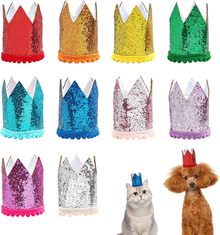 10Pcs Mini Small Dog Hats Cat Birthday Party Hat Rabbit Hats for Holiday Wedding Puppies Kittens Costume Accessories