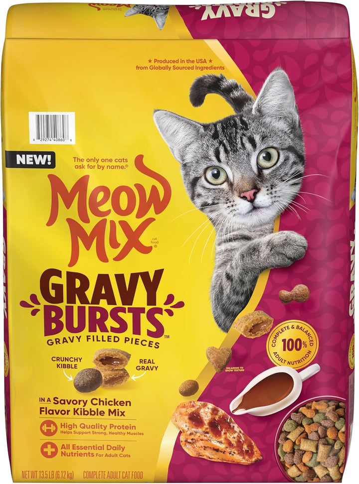 Gravy Bursts Dry Cat Food, Chicken, 3 LB Bag