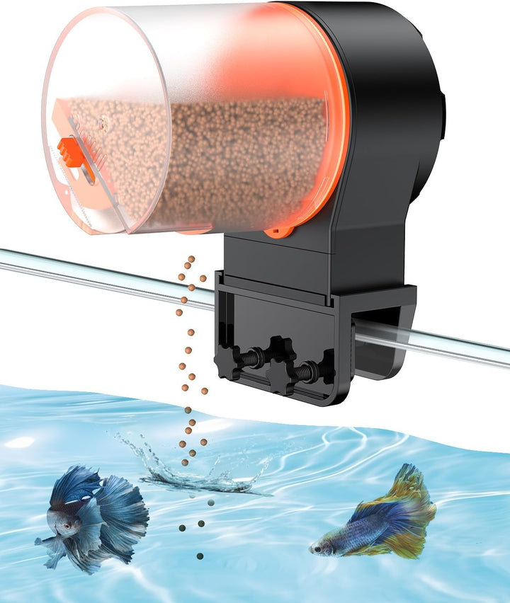 Automatic Fish Feeder for Aquarium, Auto Vacation Timer for Tank 60 Ml Adjustable Fish Food Dispenser for Pellets Strips, Battery Operated (Battery Not Included)