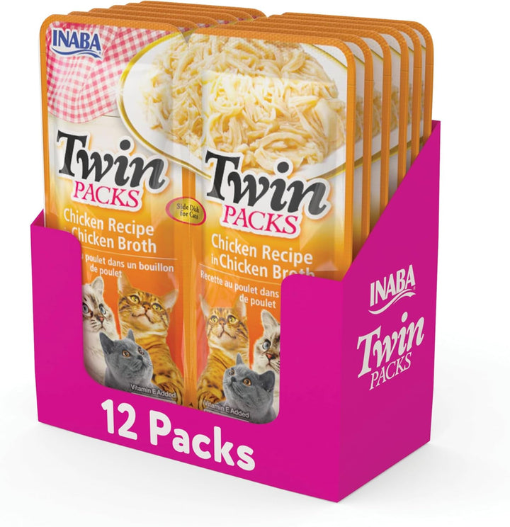 Twin Packs for Cats, Side Dish/Topper Cups, 1.4 Ounces per Serving, 12 Servings, Tuna & Chicken Recipe in Tuna Broth