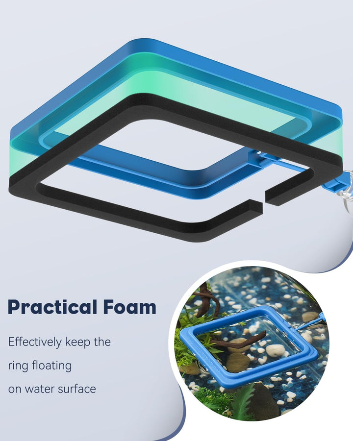 2 Pcs Fish Feeding Ring for Aquarium – round and Square Floating Food Feeder with Suction Cup for Betta, Goldfish, Guppy, Turtle & Small Fish
