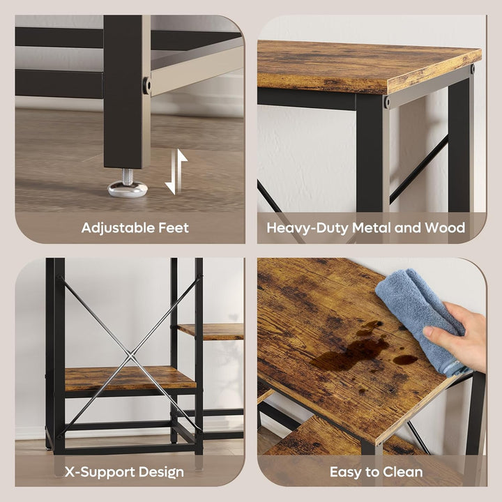 20-29-37 Gallon Fish Tank Stand with Power Outlet, 30X13 Metal Aquarium Stand with Filter Storage, 6-Leg Reptile Tank Stand with 3-Tier Adjustable Storage Shelves, 400LBS Capacity