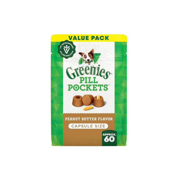 Pill Pockets for Dogs – Large, Soft Treats with Real Peanut Butter, 60