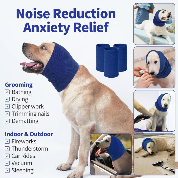 Dog Calming Hoodie Quiet Head Cover Sleeves-Ear Covers Hood for Noise Bath, the Grooming and Force Drying Head Protection for Anxiety Relief and Calming Dog Neck and Ear Warmer, Fireworks 1Pack