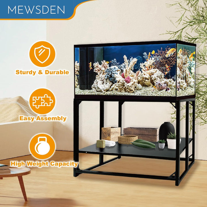 Fish Tank Stand, 40 Gallon Heavy Duty Metal Aquarium Stands, Reptile Tank, Turtle Tank, Breeder Tank Stand, Fish Tank and Stand Combo Set (Black, 36.5"X18.5"X29.5")