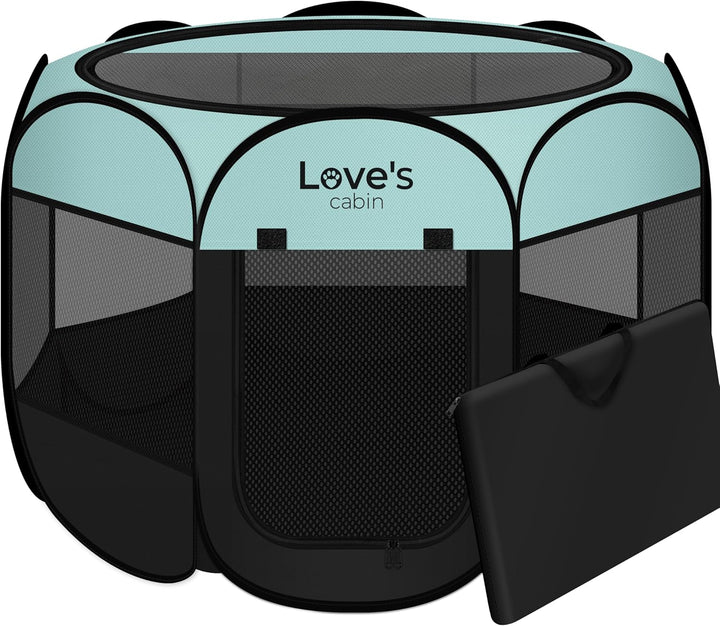 Pet Puppy Dog Playpen, Small Dog Tent Crates Cage Indoor/Outdoor, Portable Playpen for Cat, Foldable Pop up Dog Kennel Playpen with Carring Case, Removable Zipper Top, Grey