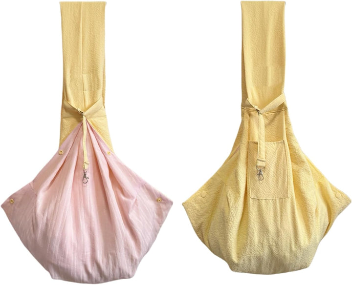 Cat Sling Carrier, Dog Purse Carrier for Small Dogs Cats 3-15 Lbs, Puppy Carrier Breathable Fabric with Storage Pockets