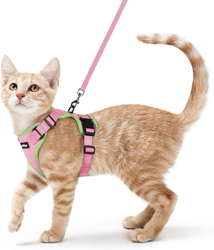Cat Harness and Leash for Walking, Escape Proof Soft Adjustable Vest Harnesses for Cats, Easy Control Breathable Reflective Strips Jacket, Black, XS