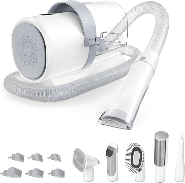 Professional Pet Grooming Vacuum Kit, 2.5L Cup, 3 Suction Modes, and 5 Groomer Tools with Cordless Low Noise Dog Clippers for Cats, Other Animals Hair Trimmer