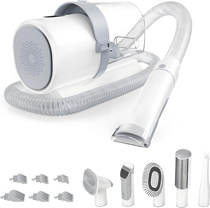 Professional Pet Grooming Vacuum Kit, 2.5L Cup, 3 Suction Modes, and 5 Groomer Tools with Cordless Low Noise Dog Clippers for Cats, Other Animals Hair Trimmer