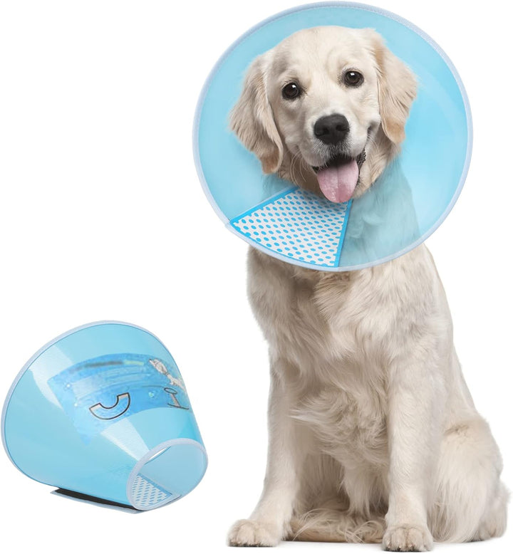Dog Cone Collar Adjustable after Surgery, Comfortable Pet Recovery Collar & Cone for Large Medium Small Dogs, Elizabethan Dog Neck Collar Plastic Practical