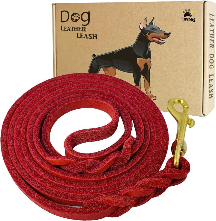 Leather Dog Leash 6Ft X 3/4 Inch, Heavy Duty Genuine Leather Braided Dog Training Leash, Soft and Strong Pet Lead for Large, Medium, Small Dogs