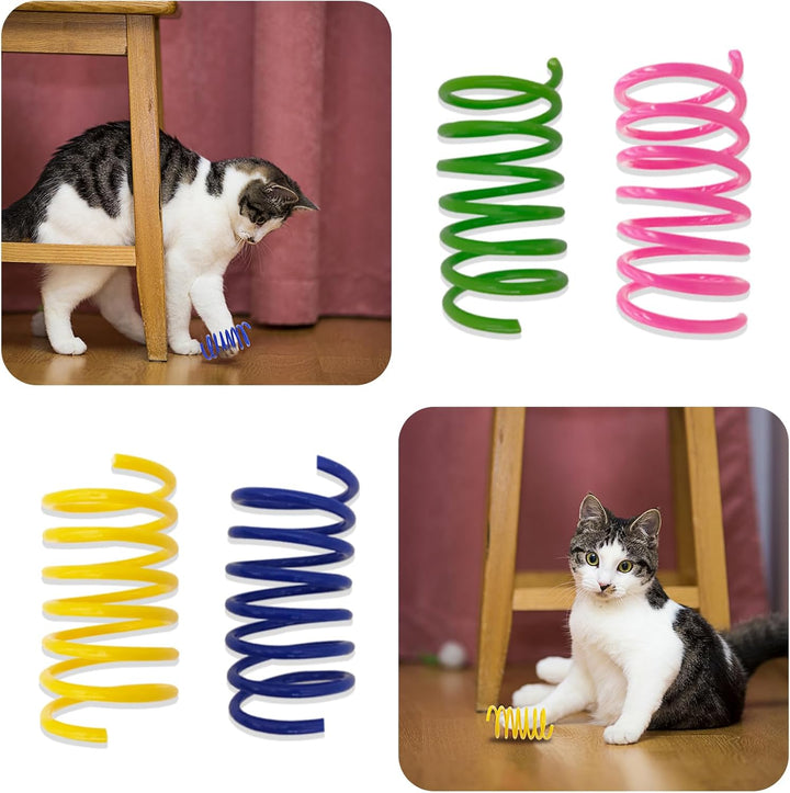 Cat Spring Toys, 30 Pack Cat Spiral Springs for Indoor Cats, Colorful & Durable Plastic Spring Coils Attract to Swat, Bite, Hunt, Interactive Toys for Kittens