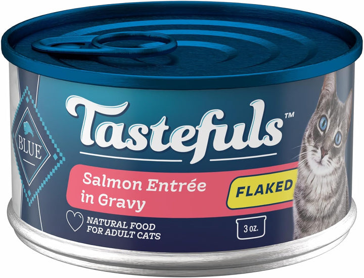 Tastefuls Flaked Wet Cat Food Variety Pack, Made with Natural Ingredients, Tuna, Chicken, Fish & Shrimp, 3-Oz Cans (12 Count, 4 of Each)