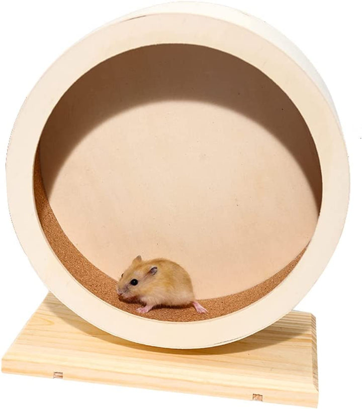 Hamster Wooden Silent Wheel, Small Animal Exercise Wheel Accessories, Quiet Spinner Hamster Running Wheels Prevent Depression Toys for Hamsters, Gerbils, Mice and Other Small Pets (S)