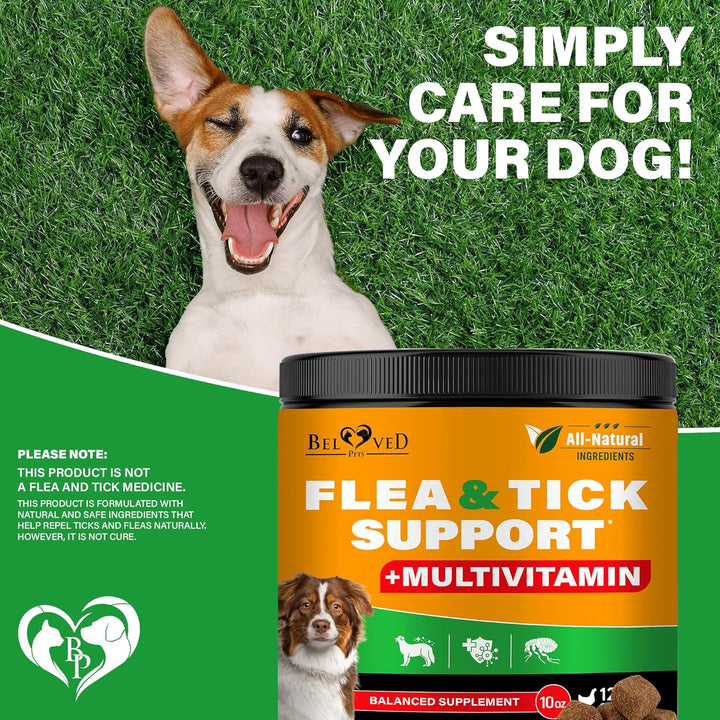 Flea and Tick Prevention Chewable Pills for Dogs - Revolution Oral Flea Treatment for Pets & Complex Multivitamin -Natural Pest Control & Defense Chews - Small Tablets Made in USA (10 Oz)