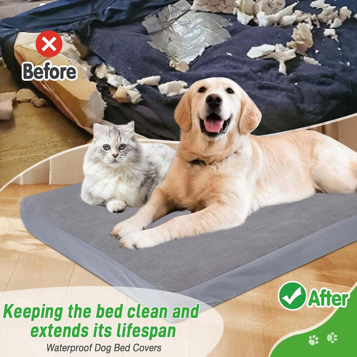 Dog Bed Covers Replacement Waterproof for Dog Bedding Washable Grey 2 Pack 35" X 44" XL