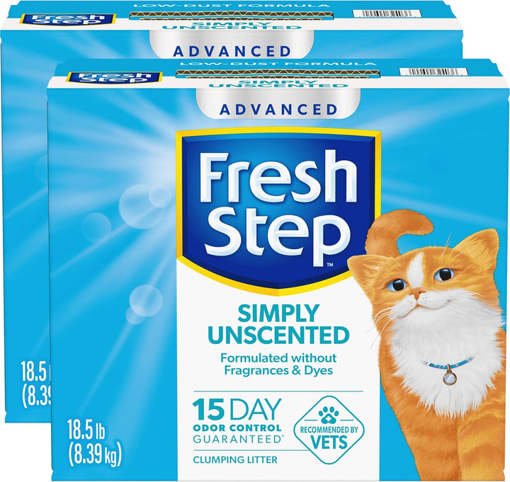 Advanced Simply Unscented Clumping Litter,  Unscented Cat Litter Fights Odor on Contact, 37 Lbs. (2 X 18.5 Lb. Box)