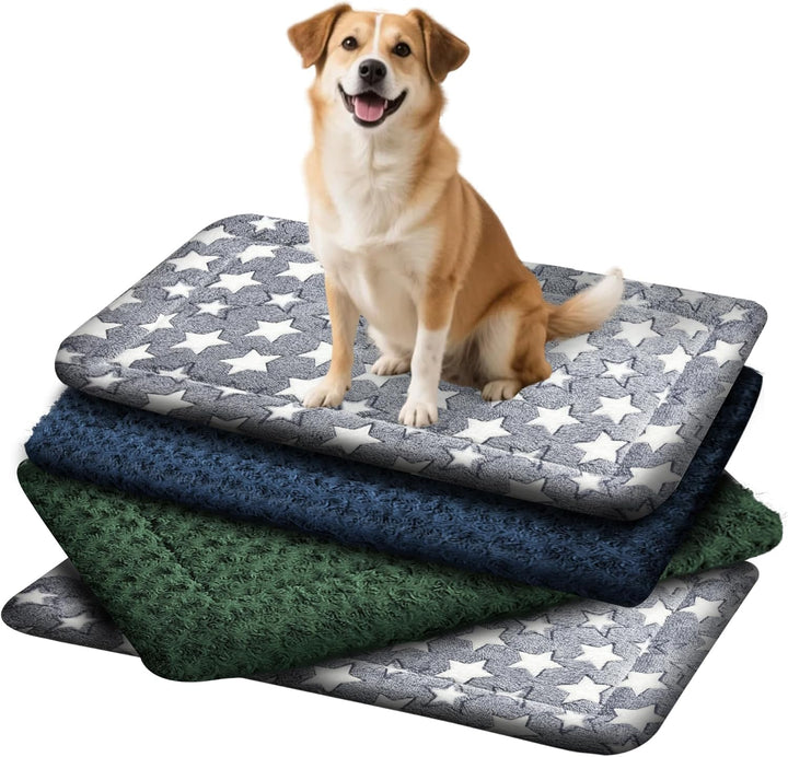 Washable Dog Bed Plush Orthopedic Outdoor Crate Mat with Non-Slip Bottom,Luxe Soft Kennel Pad for Pets, Cozy Cage Cushion & Pet Sleeping Mattress Large Sized,Medium,Small Dogs,24 X 18 Inch,Gray