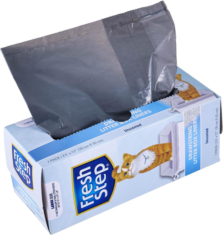 Drawstring Litter Box Liners Scented, Large Size 30" X 17" - 7 Count