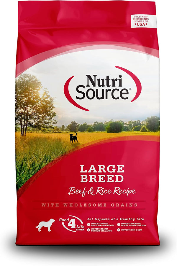 Dry Dog Food for Large Breeds, Beef and Rice, 26LB