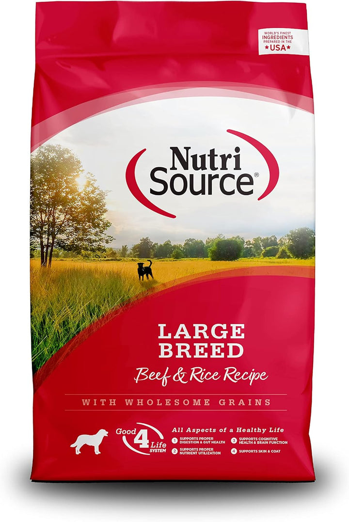 Dry Dog Food for Large Breeds, Beef and Rice, 26LB