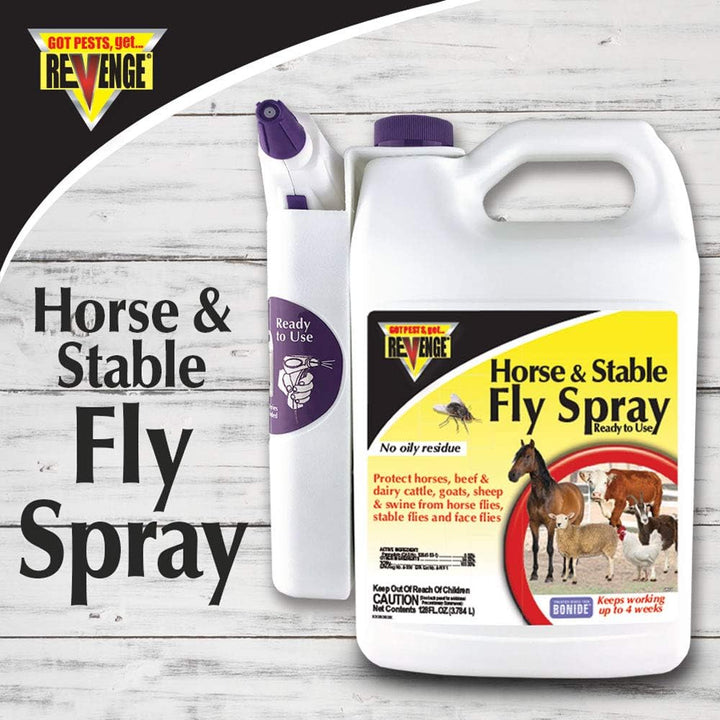 REVENGE Horse & Stable Fly Spray, 128 Oz Ready-To-Use with Power Sprayer, Long Lasting Flea and Tick Control