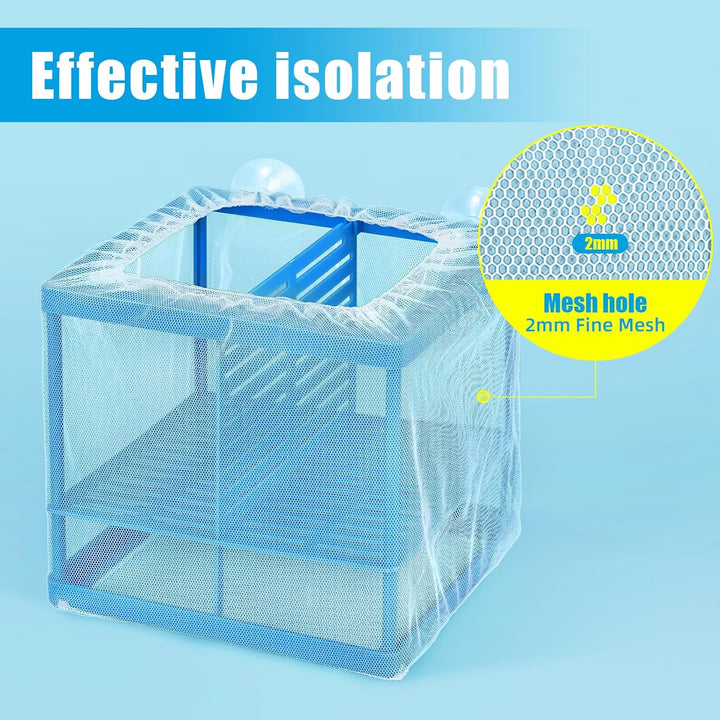 Fish Tank Breeder Small Mesh Net Fry Saver Aquarium Spawn Hatchery Isolation with Suction Cups Hatchery Incubator for Shrimp Betta