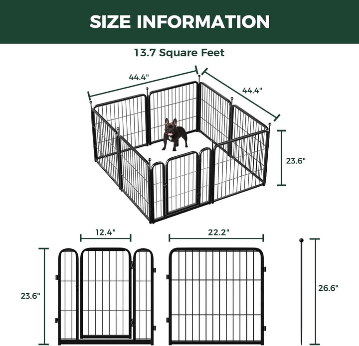Rollick Unleashed Dog Playpen for Indoor, Yard, RV Camping, 24 Inch 8 Panels for Small and Puppy Dogs, Black│Patented