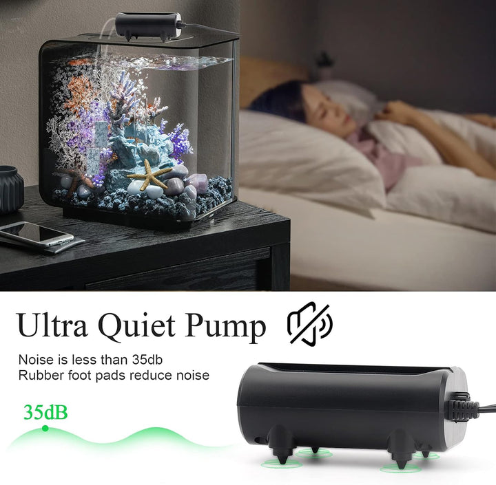 Aquarium Air Pump,3.5W 5W Dual Outlet Oxygen Pump with 2 Air Stone,Adjustable Air Valve Quiet Bubbler Pump,Up to 160 Gallon Fish Tank (3.5W)