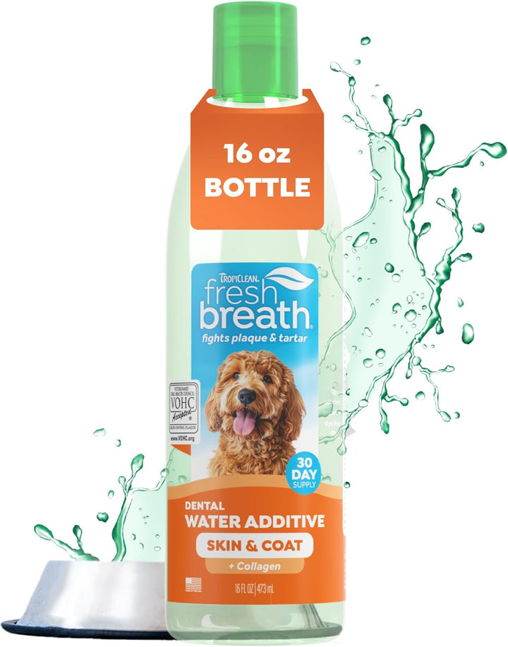 Fresh Breath Water Additive for Dogs, Dog Breath Freshener and Teeth Cleaning Solution, No Toothpaste or Toothbrush Required, 33.8Oz.