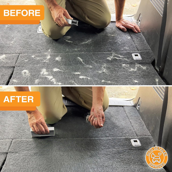 Furdozer Pet Hair Remover & Auto Detailing Tools - Cat & Dog Hair Remover for Carpets, Car Interiors, Couches, Bedding, & Pet Furniture (Gray, X3 PRO - 5" Long)