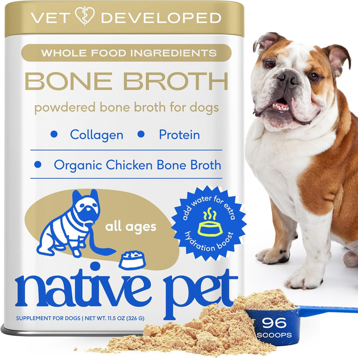 Bone Broth for Dogs - Made with Real Beef Bone Broth, Dog Food Toppers for Picky Eaters - Provides Extra Hydration & Nutrition for Joint Strength, Immunity & Heart Health-48 Scoops