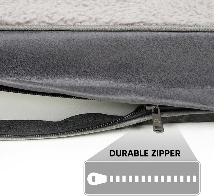 Washable Large Dog Bed Covers Soft Plush Replacement, Waterproof Dog Bed Liner, Pet Bed Cover with Zipper 35X22X3 Inches, Grey, Cover Only