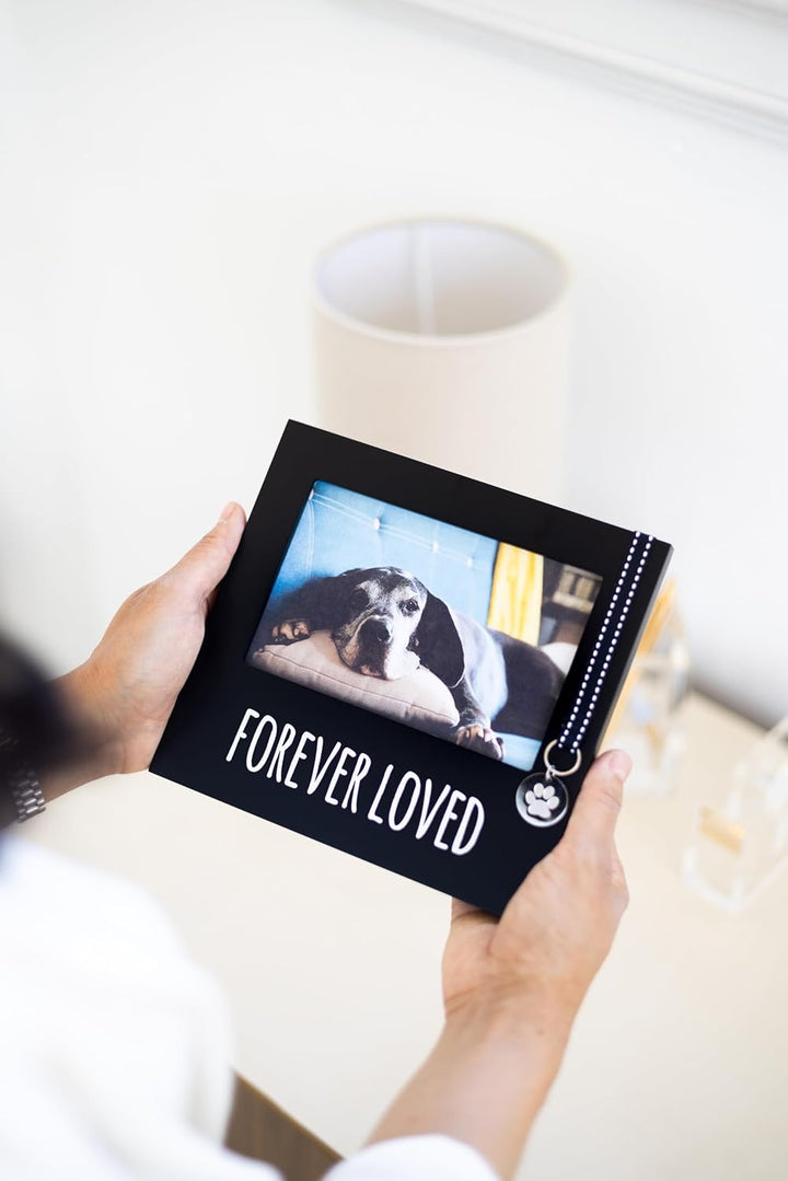 Forever Loved Pet Keepsake Picture Frame, Photo Frame for Pet Owners and Dog Lovers, Ideal Memorial Gift for Loss of Dog and Pet Remembrance, Wall Mount and Tabletop Frame, Black