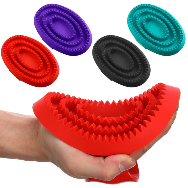 4 Pcs Large Rubber Curry Comb 6" X 4" Horse Grooming Comb Brush with Handle Shampoo Horse Brush for Dogs Cats Shedding Short Long Hair Shower Supplies, 4 Colors