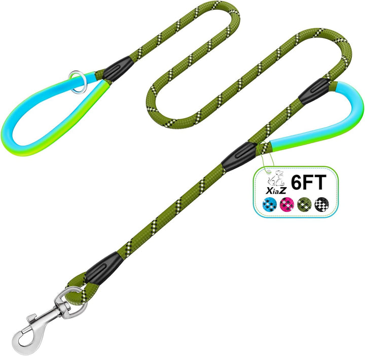 Heavy Duty Dog Leash 2 Handles 4/5/6Ft-Blue  Dog Leashes for Medium Large Dogs That Pull 1/2 Inch 1000Lb Strength Thick Rope Leash PVC Waterproof-Handles Metal Hook Nighttime Safety