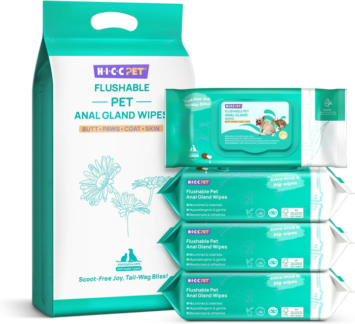 Wipes for Dogs & Cats, Vet Recommended Cleansing Deodorizing & Soothing Allergy Infections Anal Gland Wipes with Coconut Oil, Dog Wipes for Cleaning Butt Paw, Remove Small Animal Coat Stain